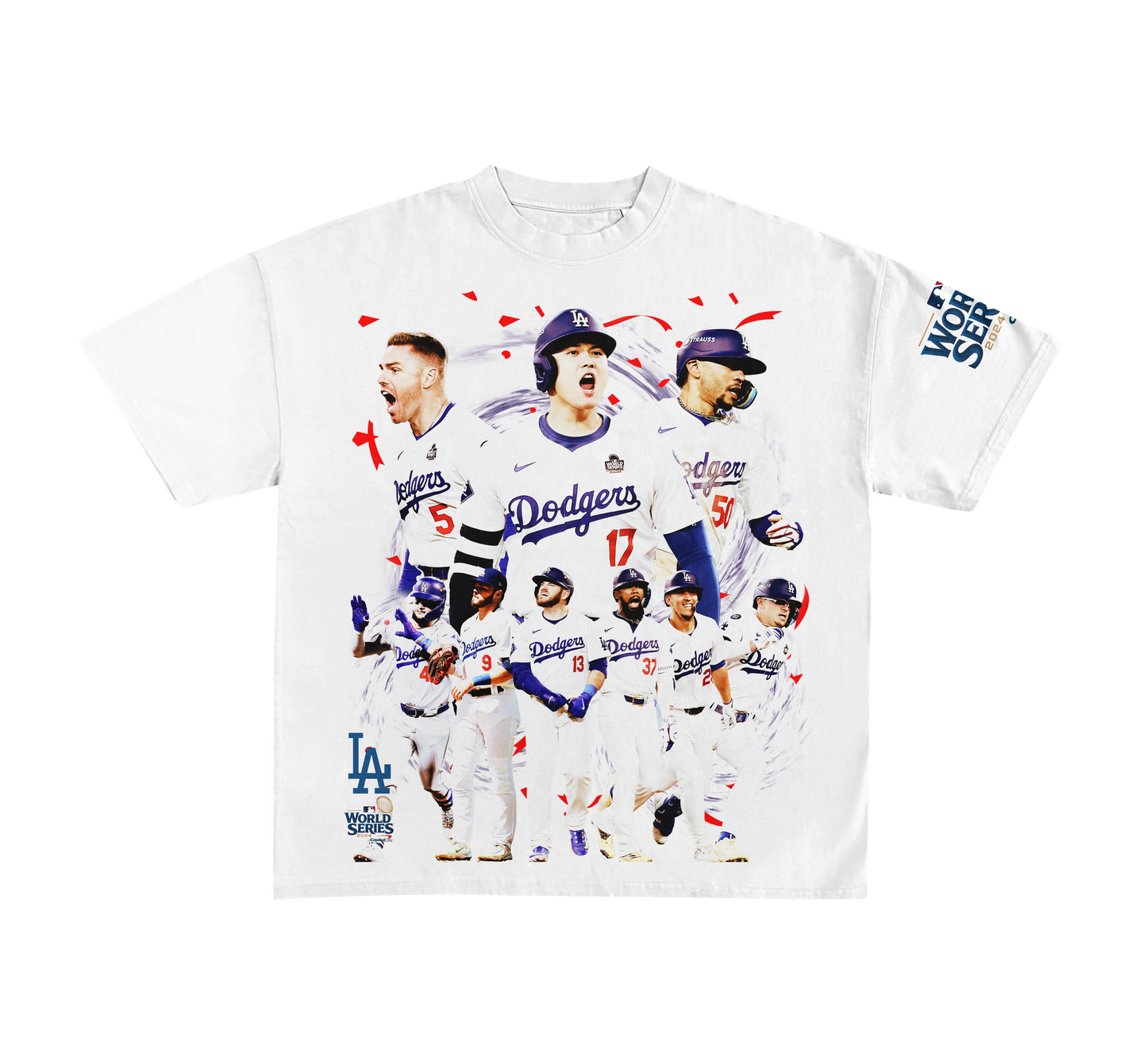 Dodgers World Series Champions 2024 Worded Back Tee (White&Black)