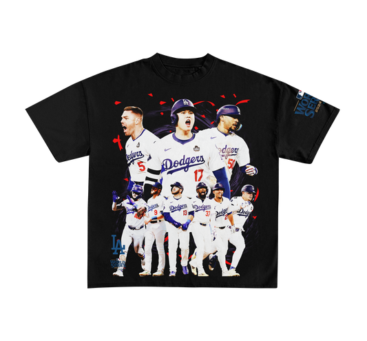 Dodgers World Series Champions 2024 Worded Back Tee (White&Black)