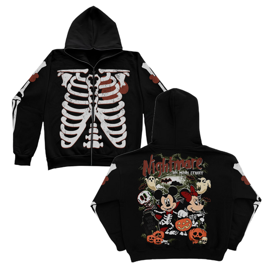 Nightmare On Main Street Full Zip Hoodie (Swipe For On Body Pics) 🎃