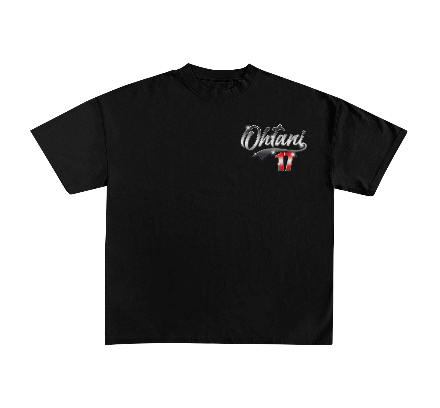 Ohtani 17 Cursive Font Tee (Black, Cream)